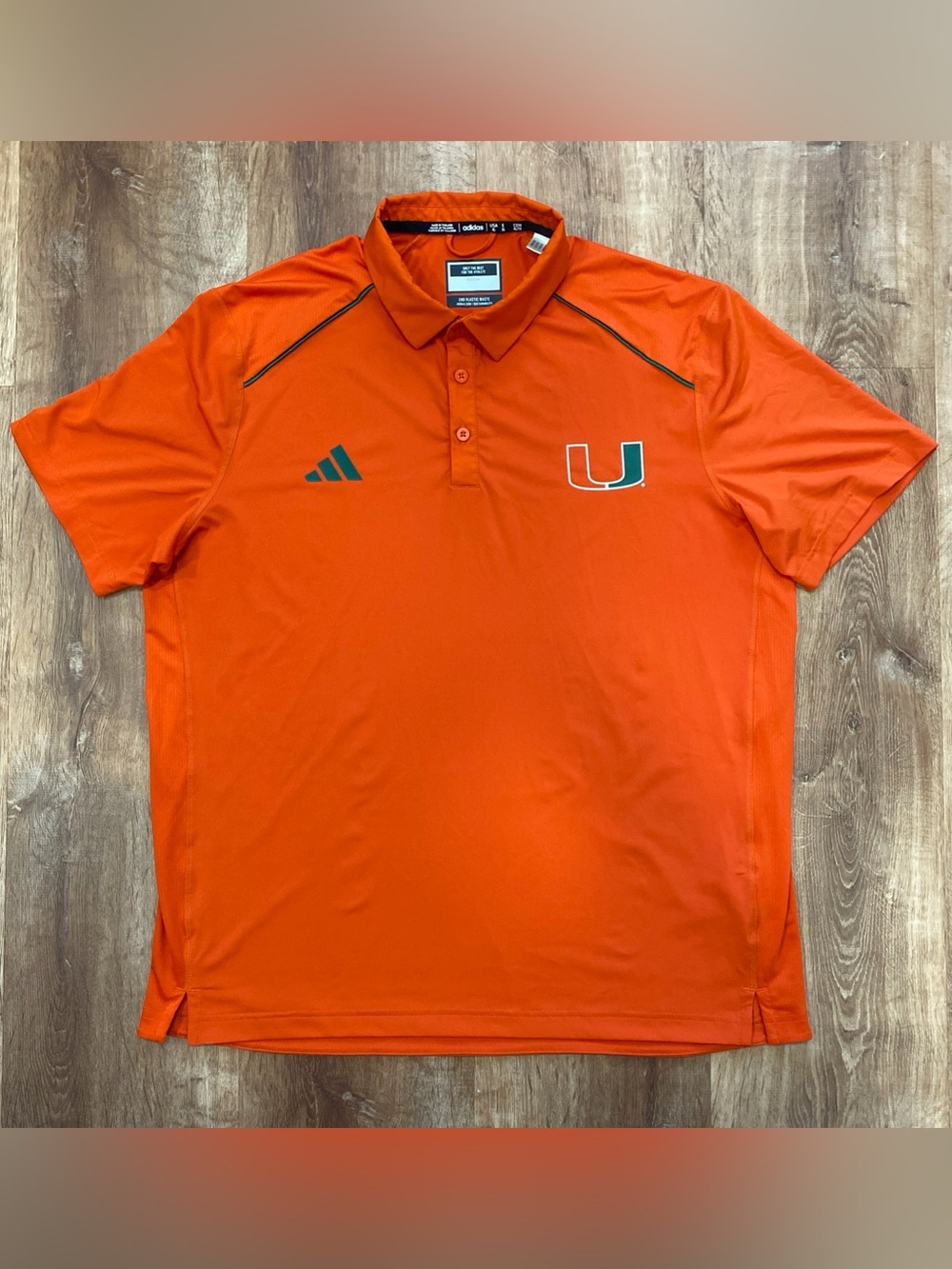 adidas University of Miami Polo Shirt Mens XL Coaches Sideline Team Issue Orange